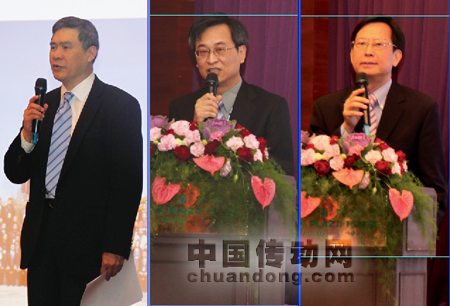 從左到右臺達副董事長海英俊，臺達機電事業(yè)部總經(jīng)理張訓海，中達電通總經(jīng)理王其鑫